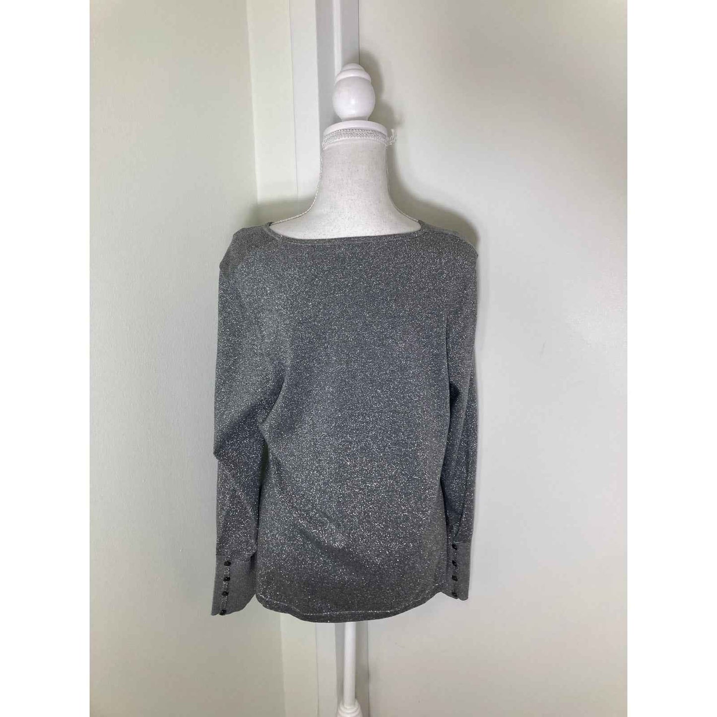 NWOT J'Envie NY Silver Long Sleeve Special Occasion Top Sz XL