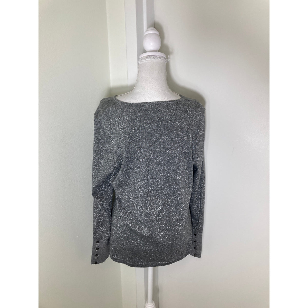 NWOT J'Envie NY Silver Long Sleeve Special Occasion Top Sz XL