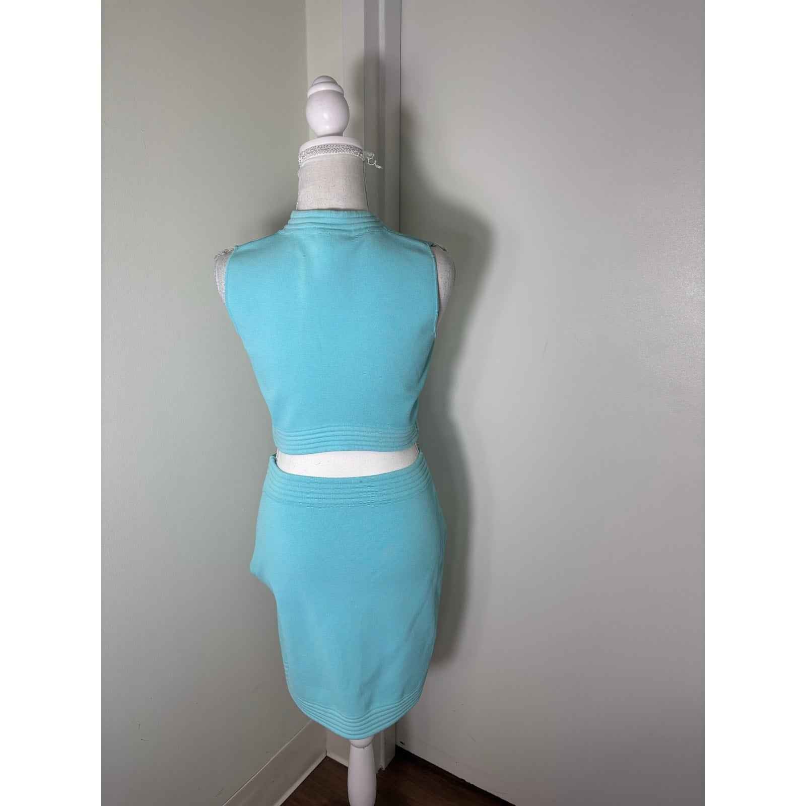 Mugler Teal Miami Cut Out Dress Sz M