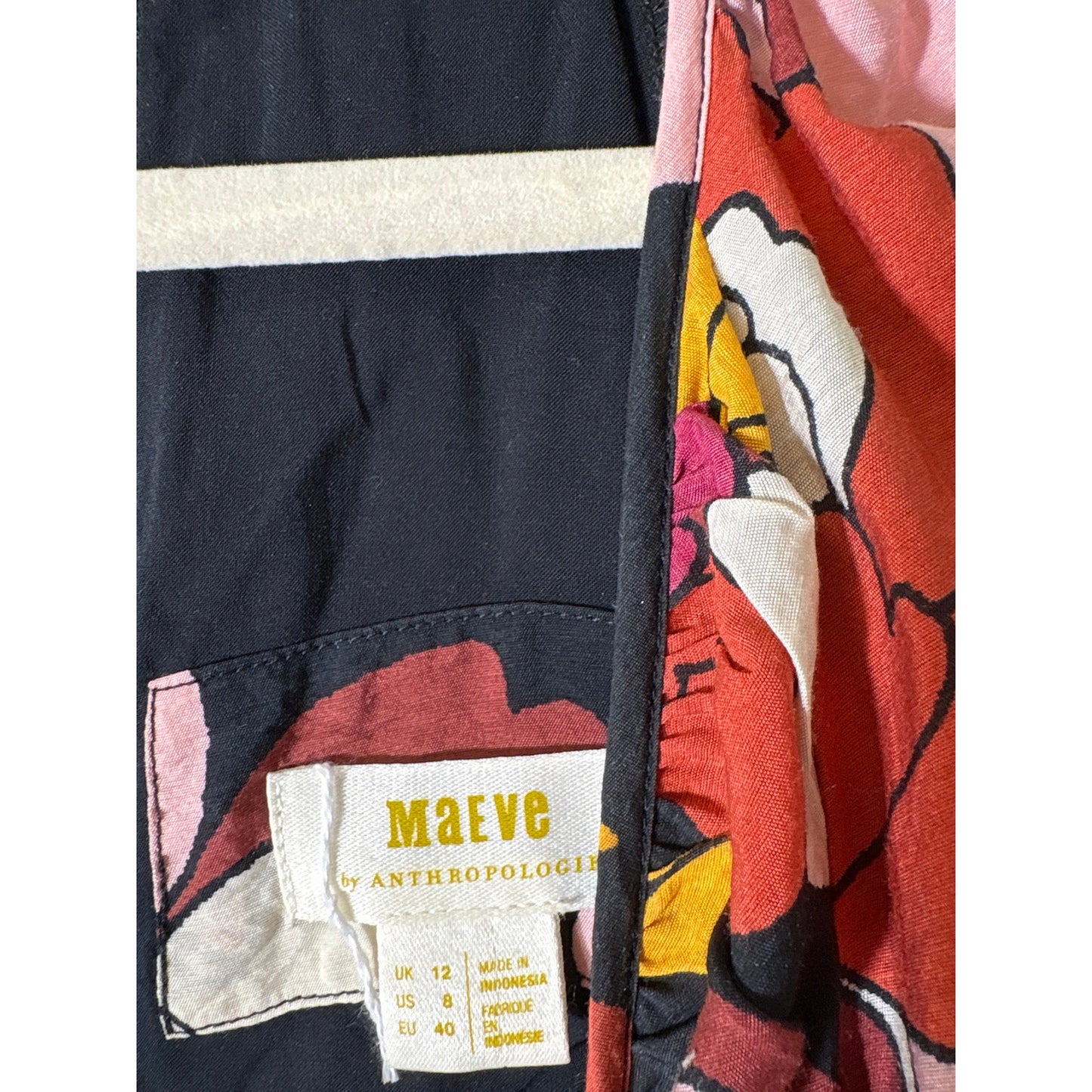 Maeve Black Red Floral Long Sleeve Maxi Dress Sz 8