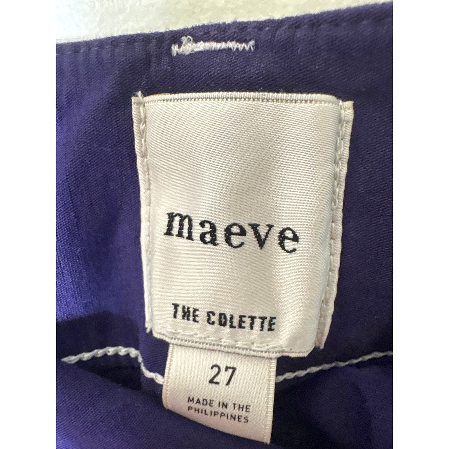 Maeve The Colette Navy and White Stitching Pant Sz 27