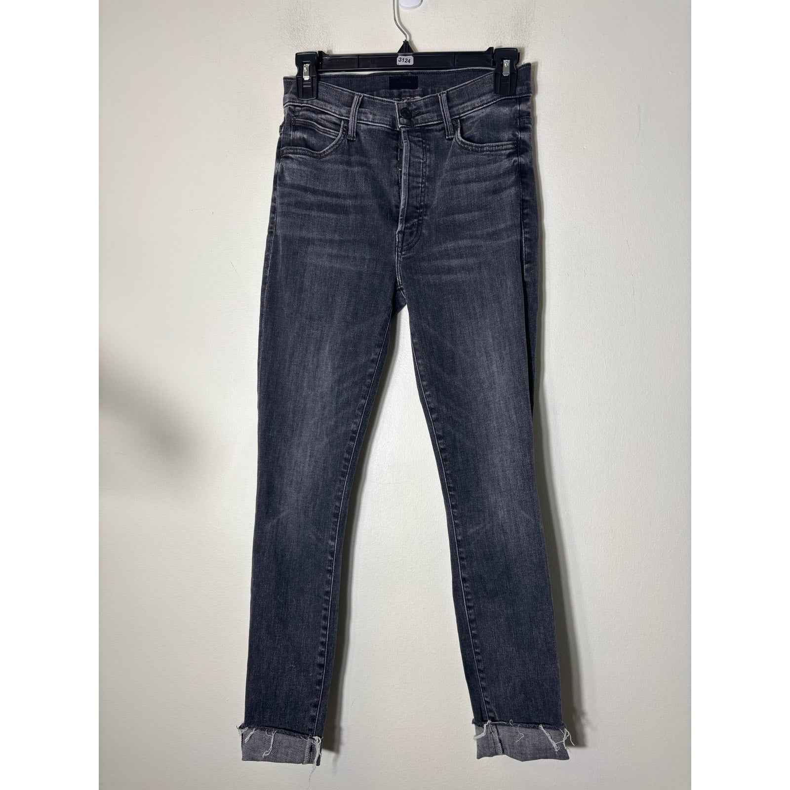 Mother Black Denim Skinny Ankle Button Fly Jeans Sz 26