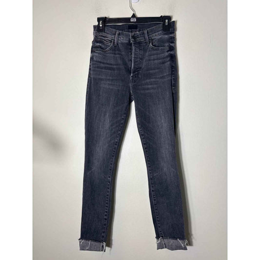 Mother Black Denim Skinny Ankle Button Fly Jeans Sz 26