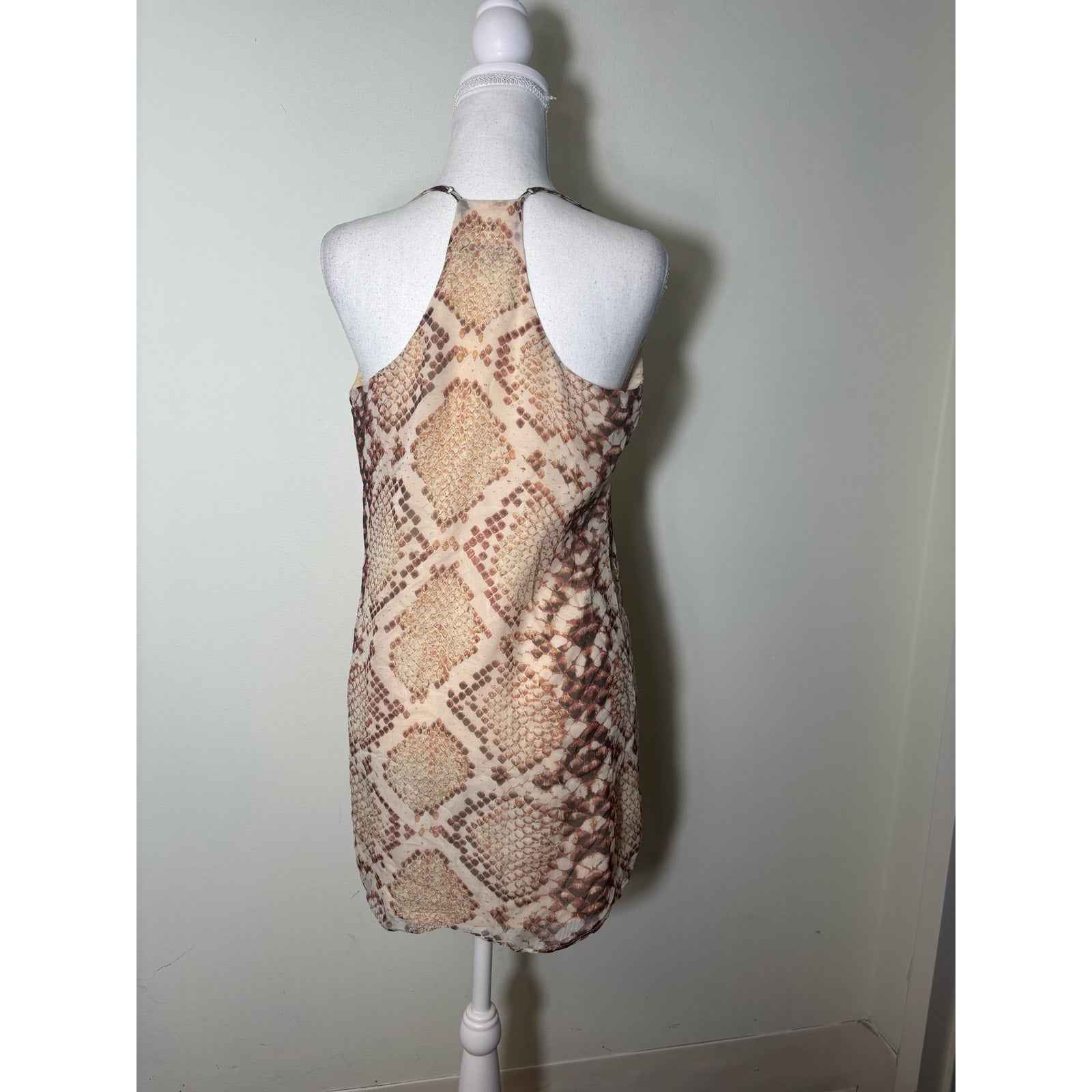 Lavender Brown Snake Print Flowy Mini Dress Sz S