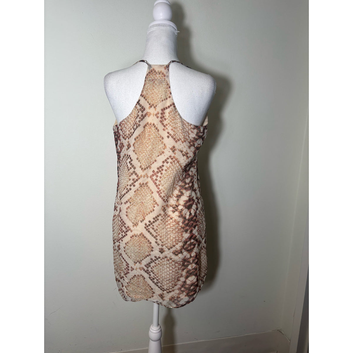 Lavender Brown Snake Print Flowy Mini Dress Sz S