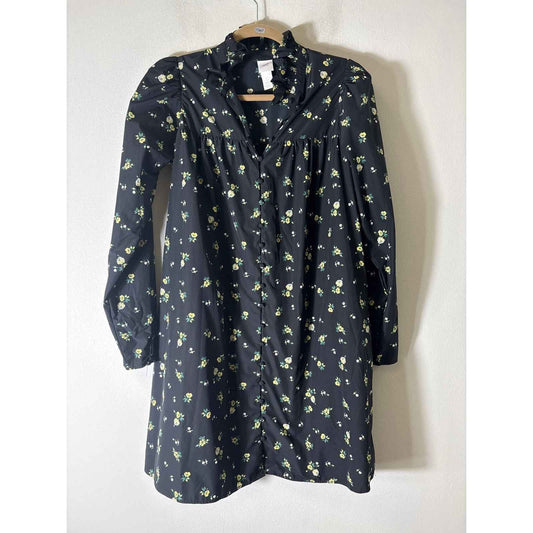 H&M Black With Yellow Flower Dress Sz S