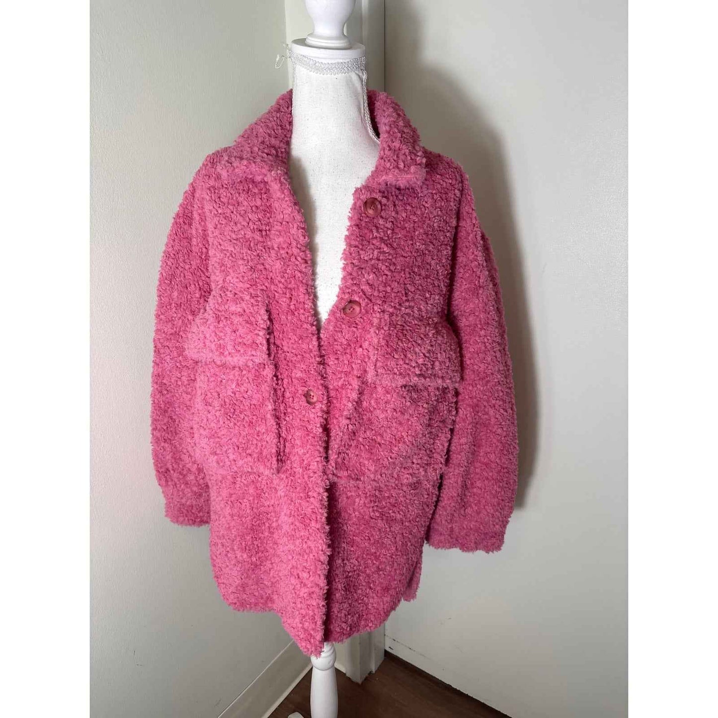 NWT English Factory Oversize Fuchsia Sherpa Jacket Sz XS