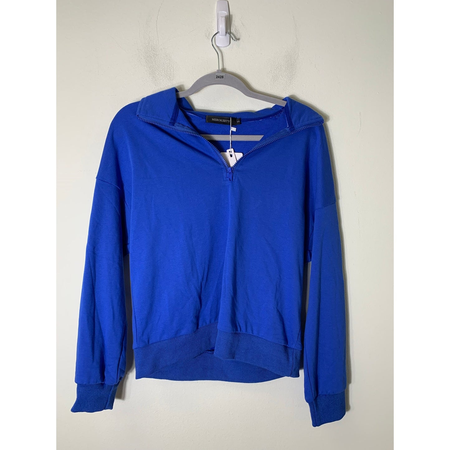 NWT Merokeety Blue Quarterzip Pullover Sz S
