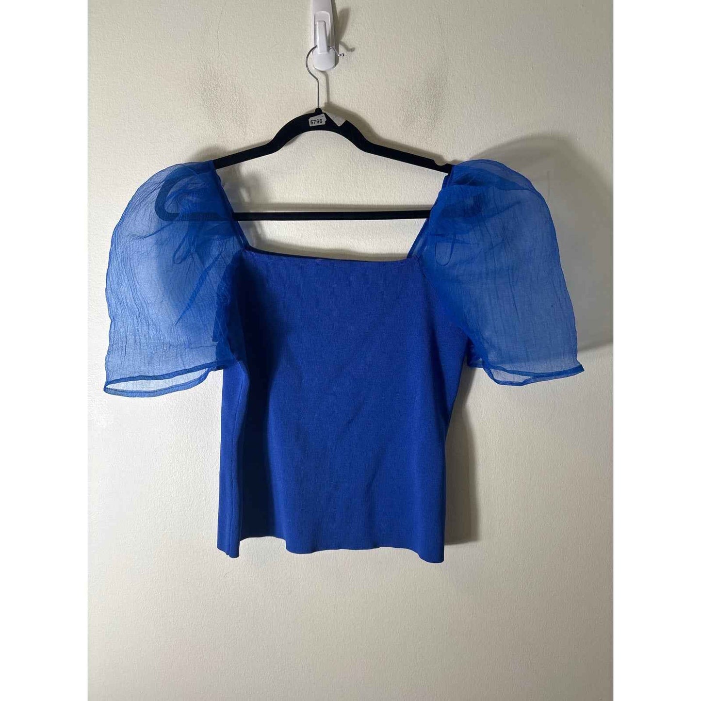Endless Rose Cobalt Blue Mixed Media Puff Sleeve Top Sz L