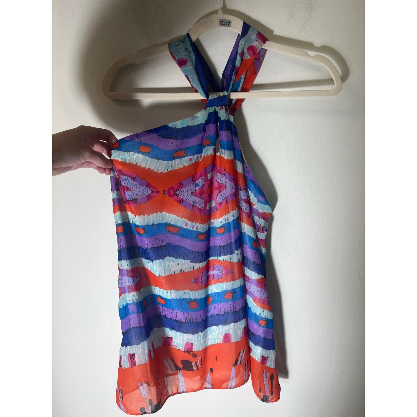 Joy Joy Multicolor Stripe Pattern Halter Top Sz S