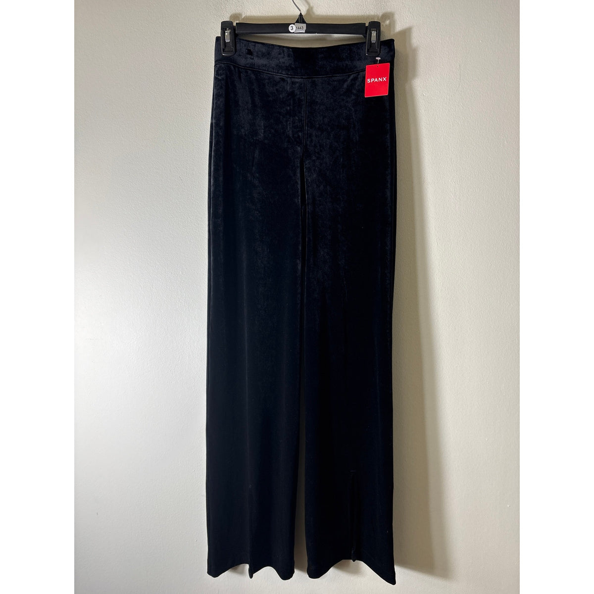 NWT Spanx Very Black Velvet Front Slit Pants Sz M