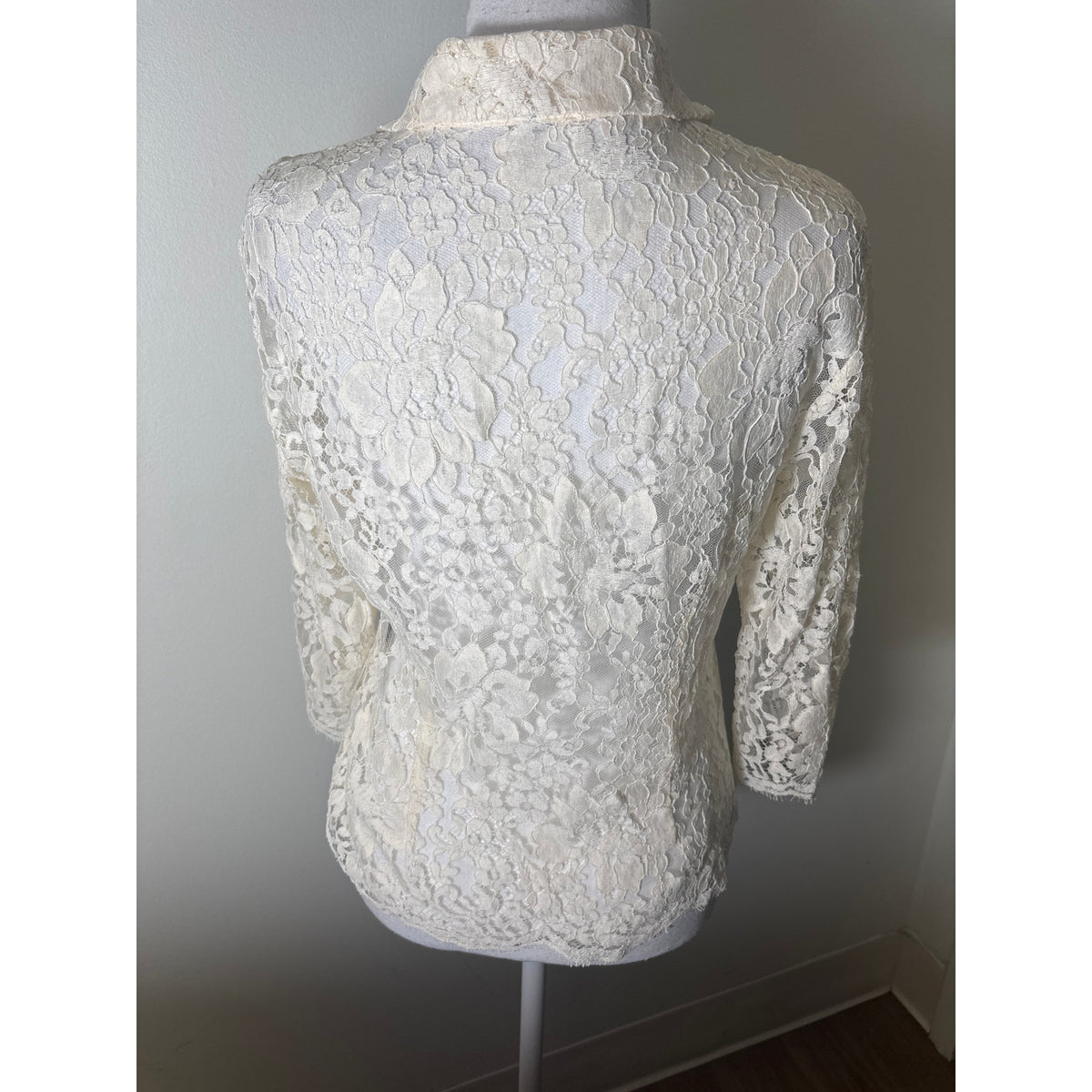 Burberry Cream Lace 3/4 Sleeve Top Sz UK14