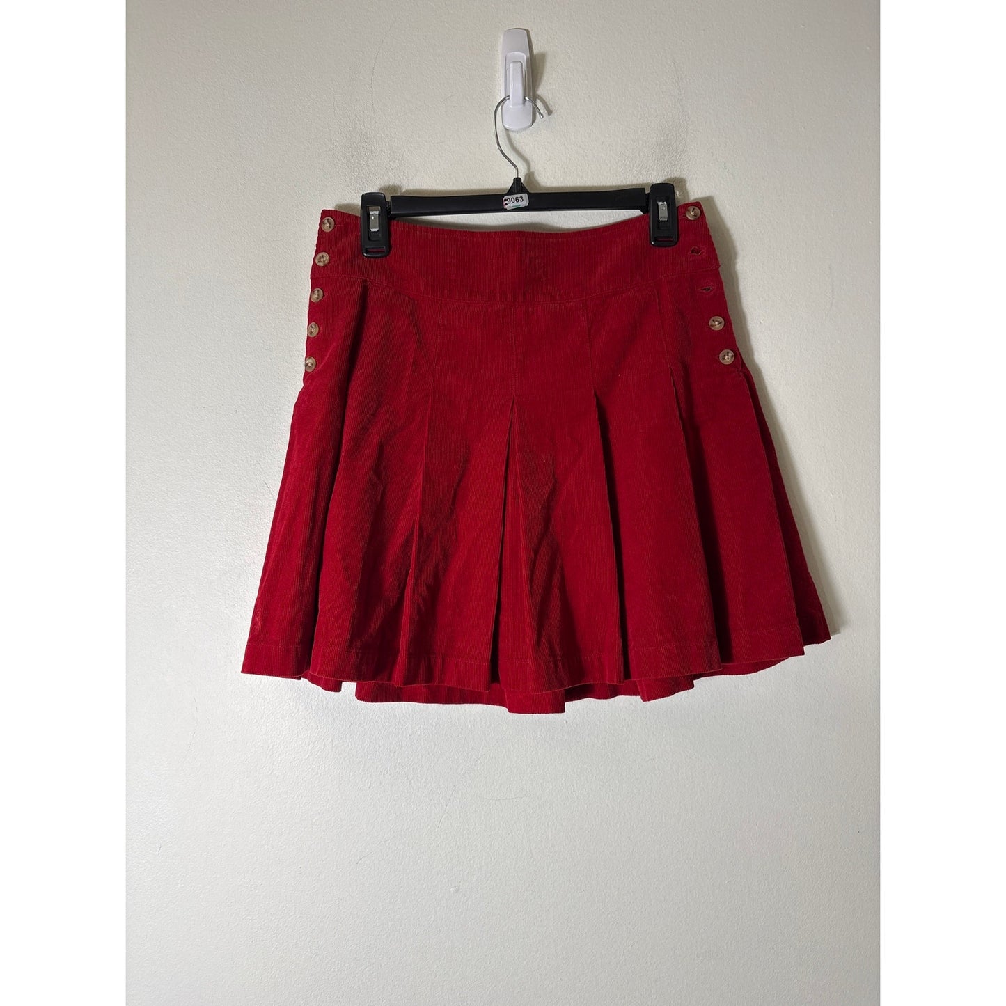 Girls Polo Ralph Lauren Red Cordoroy Pleated Mini Skirt Sz 16