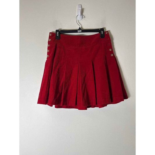 Girls Polo Ralph Lauren Red Cordoroy Pleated Mini Skirt Sz 16