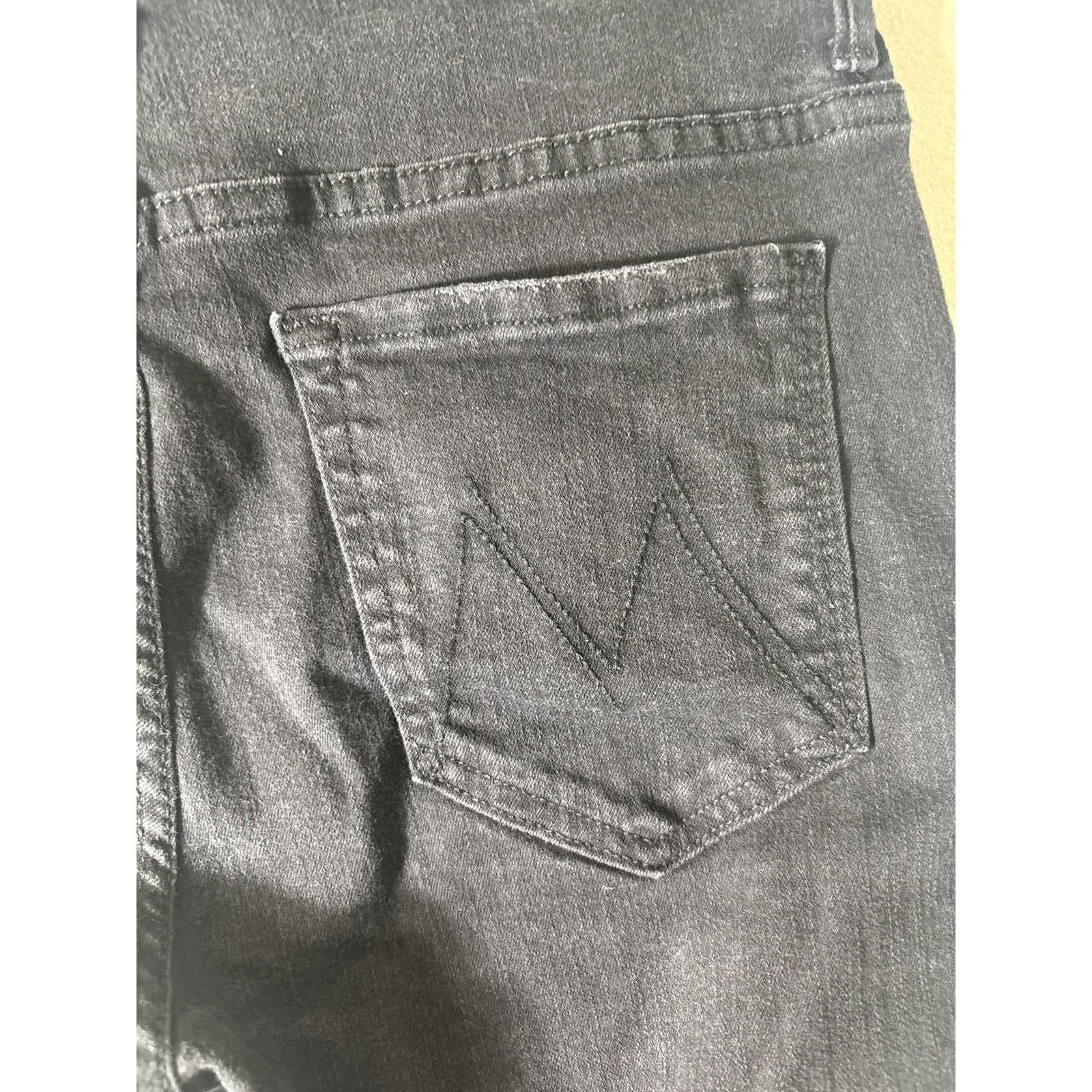 Mother Black "The Crop Step Fray" Straight Leg Denim Jean Sz 29