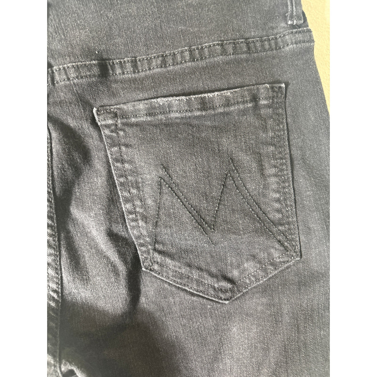 Mother Black "The Crop Step Fray" Straight Leg Denim Jean Sz 29