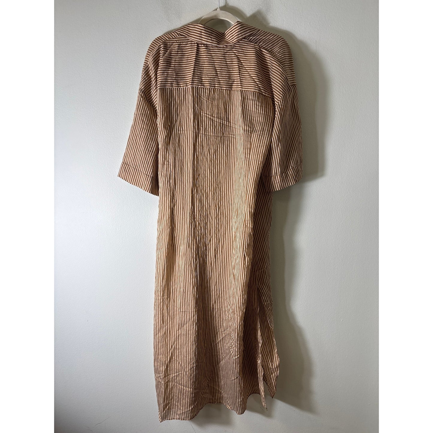 NWT Zara Brown and Goild Stripe Wrap Dress Sz L