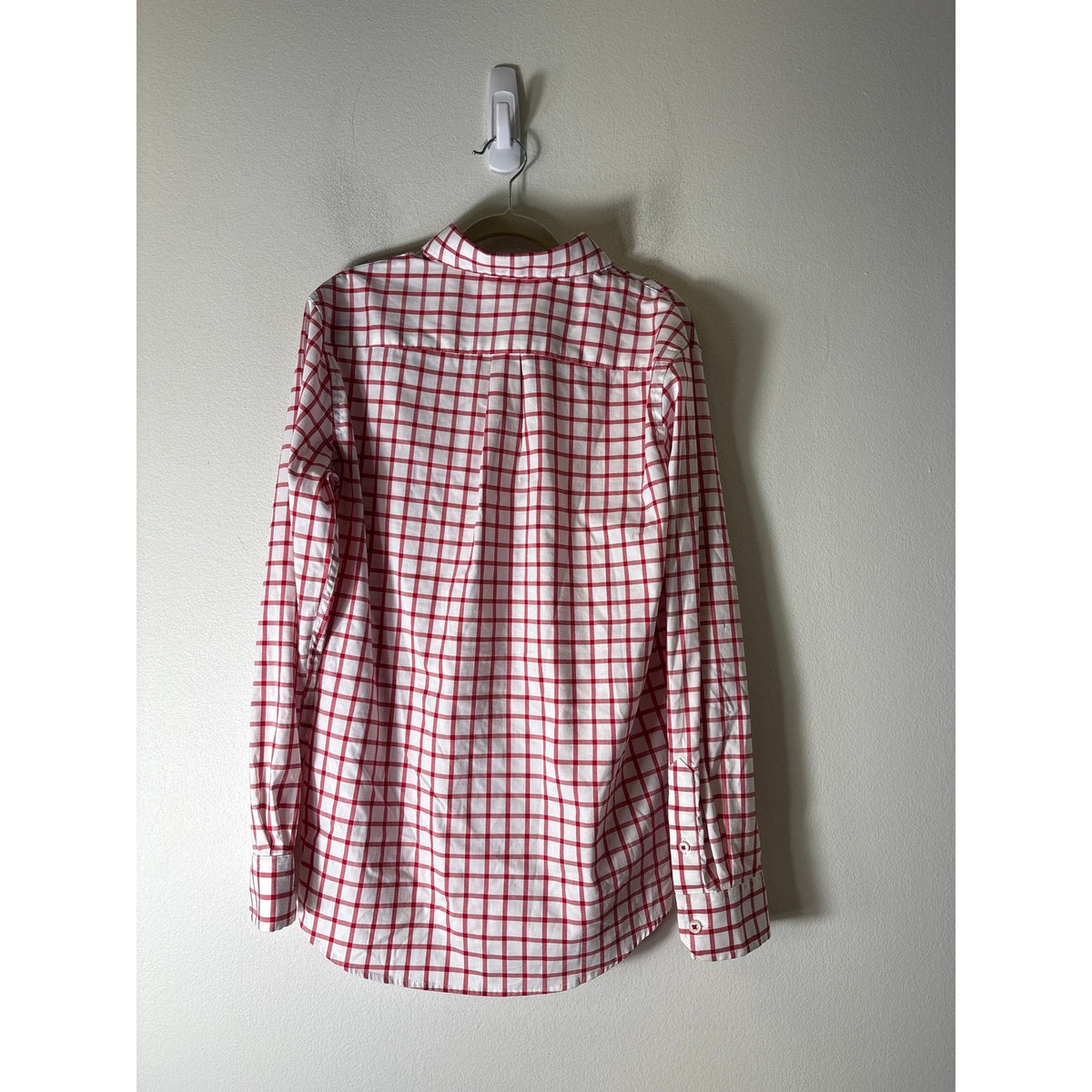 Boys Southern Point Red and White Window Pane Button Up Shirt Sz L