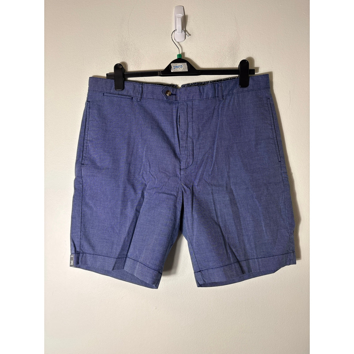 NWOT Men's Cremiux Blue and White Flat Front Cotton Shorts Sz 38