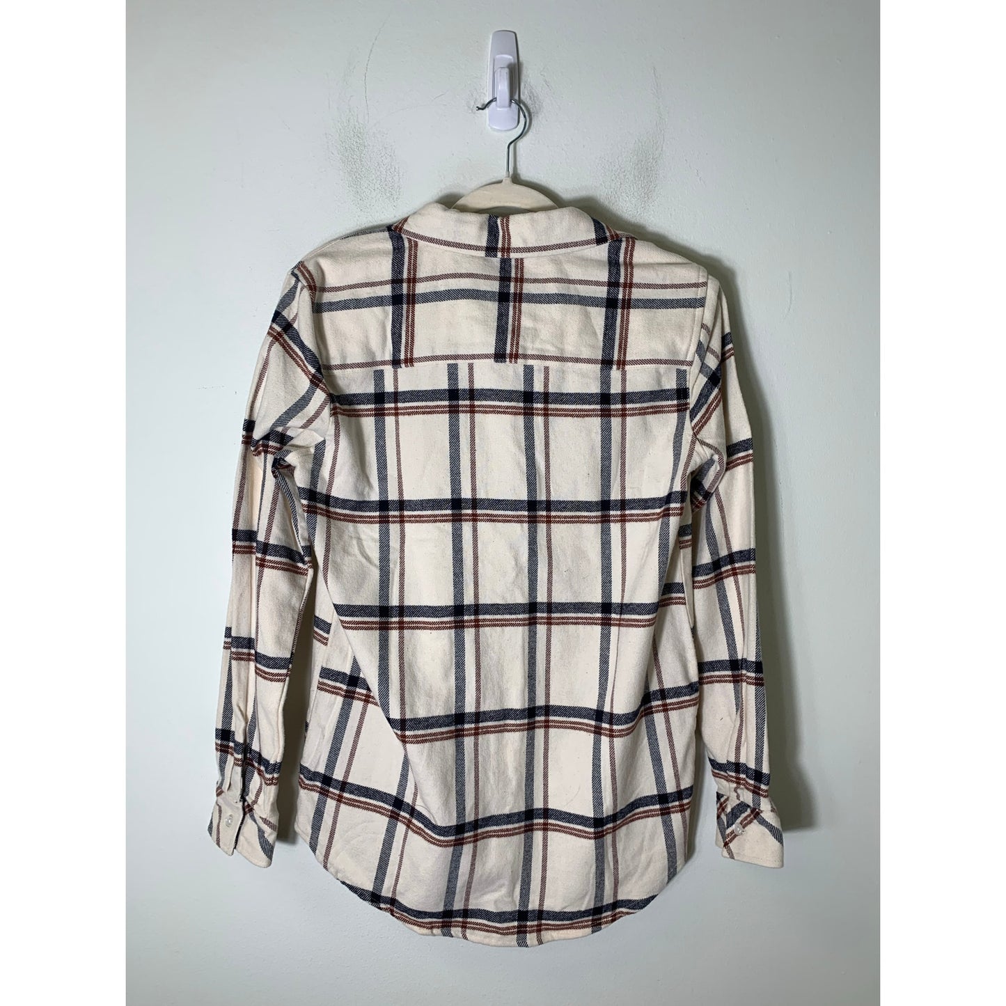 Mod Boutique Blue Brown Long Sleeve Plaid Flannel Button Up Shirt Sz S