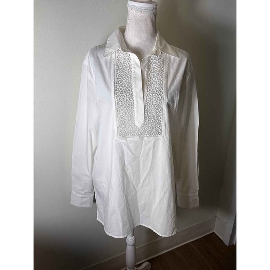 Silvia Tcherassi White Bega With Sheer Detail Inset Blouse Sz M