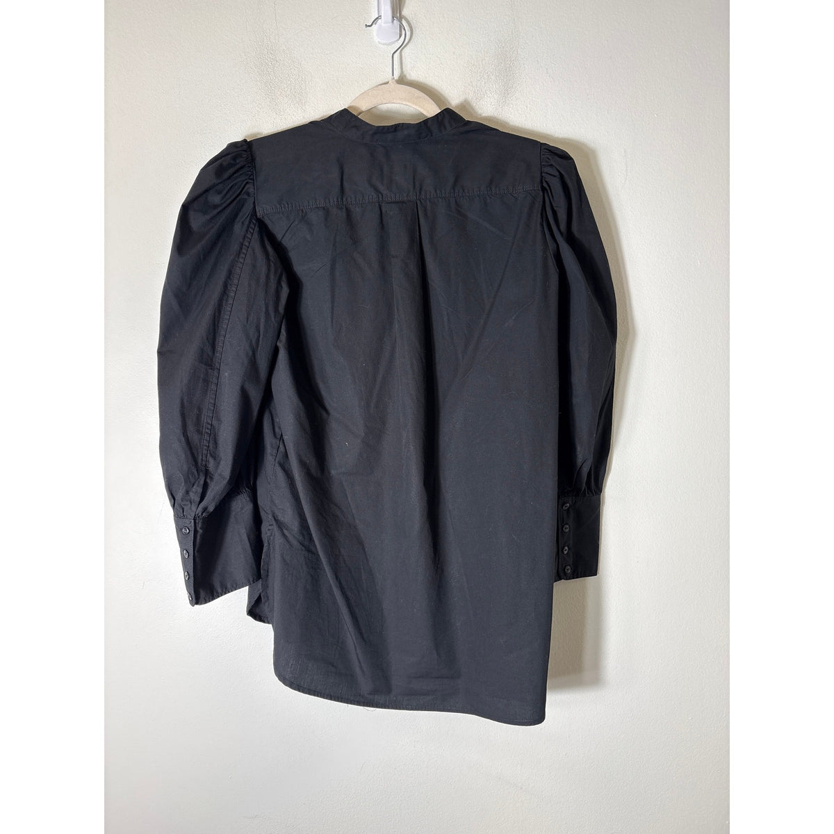 Gap N'GAI Black Pin Tuck Front Long Sleeve Cotton Shrt SZ S