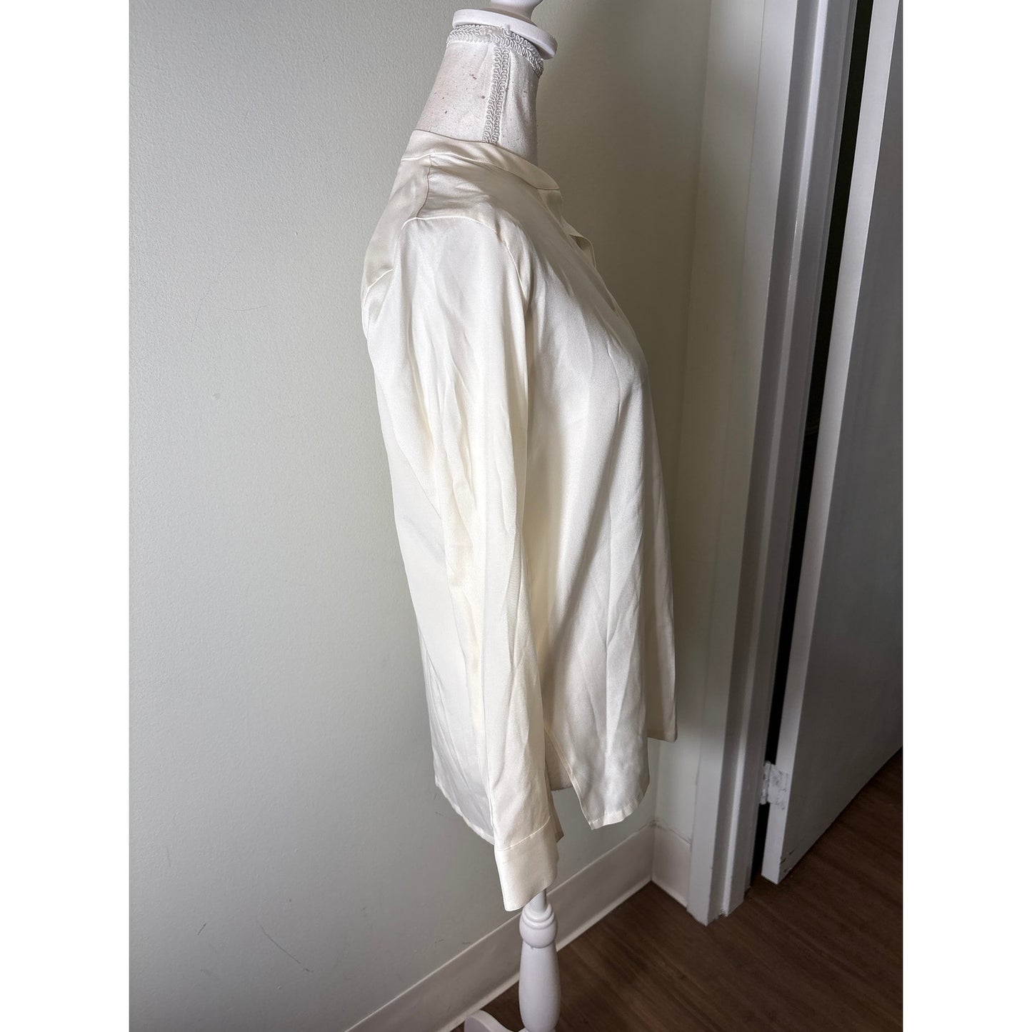 Amina Rubinacci Off White Long Sleeve Silk Tunic Style Top Sz 42