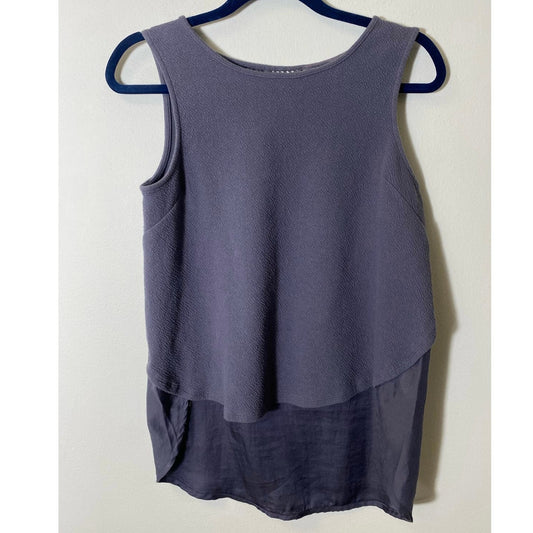 Deletta Charcoal Gray Crew Neck Sleeveless Flowy Tank Sz S