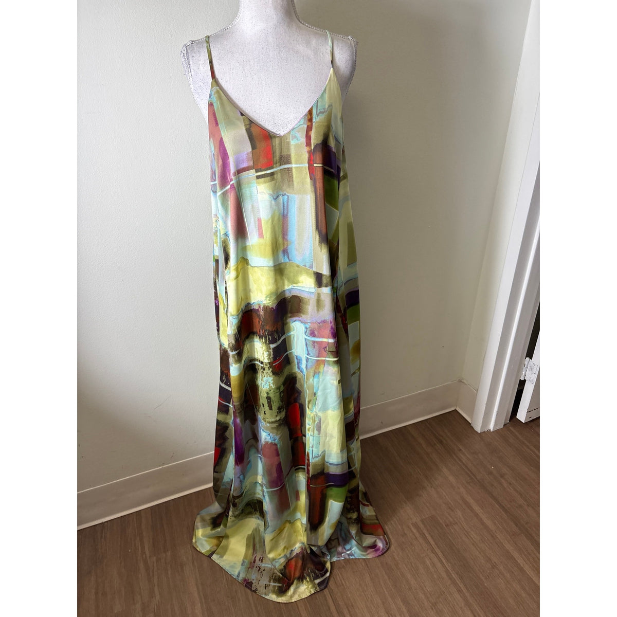 Nicole Miller Multi Color Spaghetti Strap Gown  Sz 6