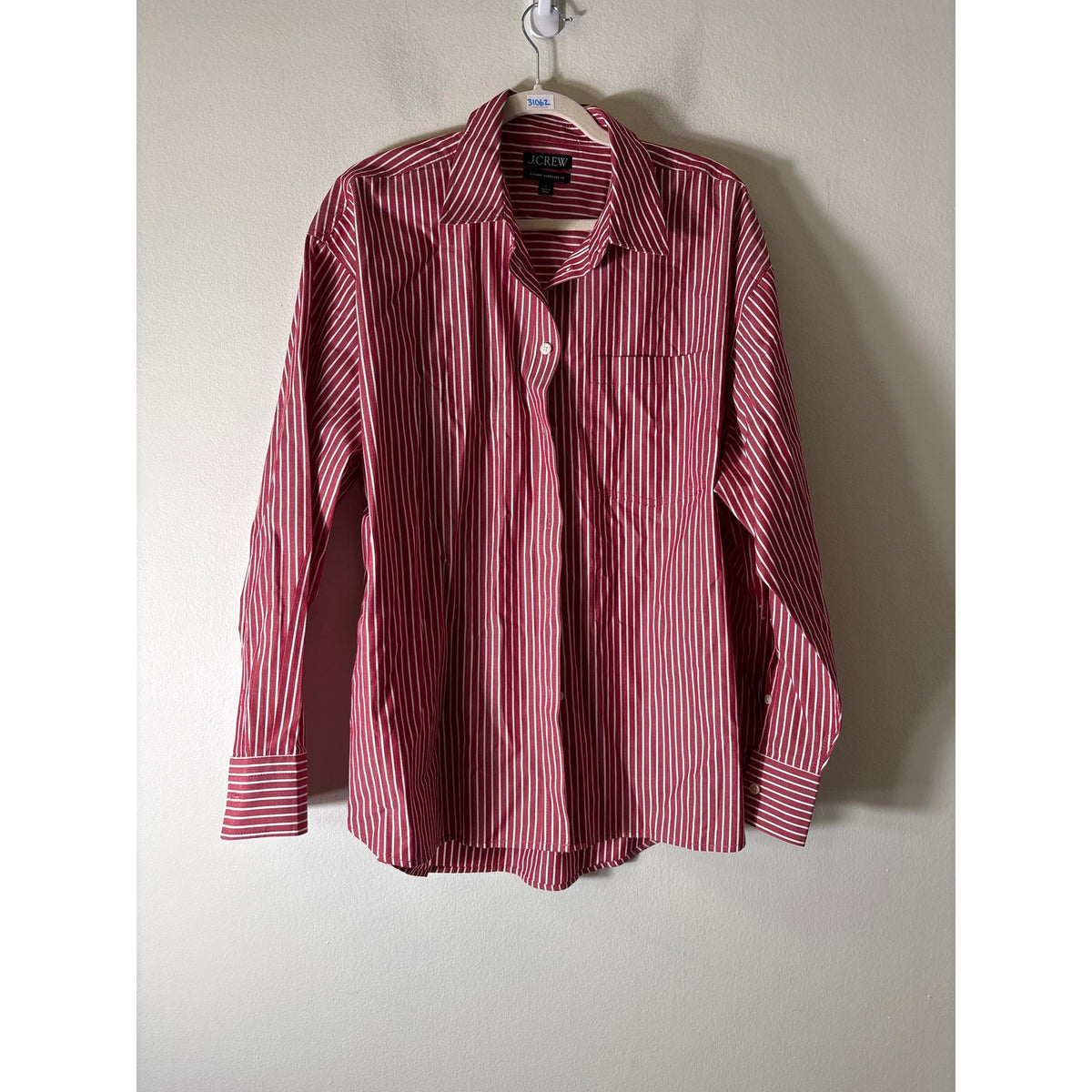 J. Crew Red And White Stripe Button Up Etienne Shirt Sz L