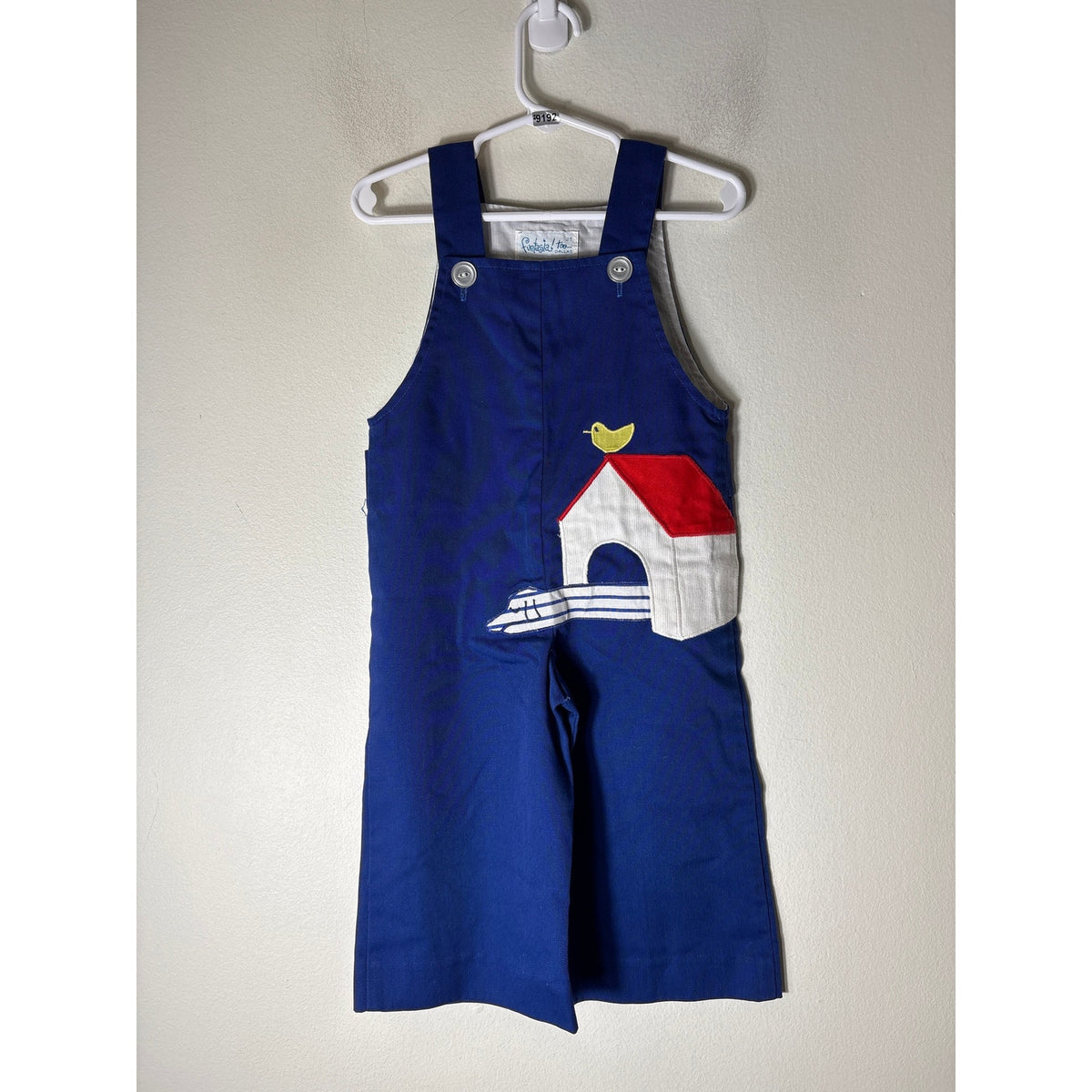 Boys Vintage Funtasia Too Royal Blue Applique dog and dog house Longall Sz 2T
