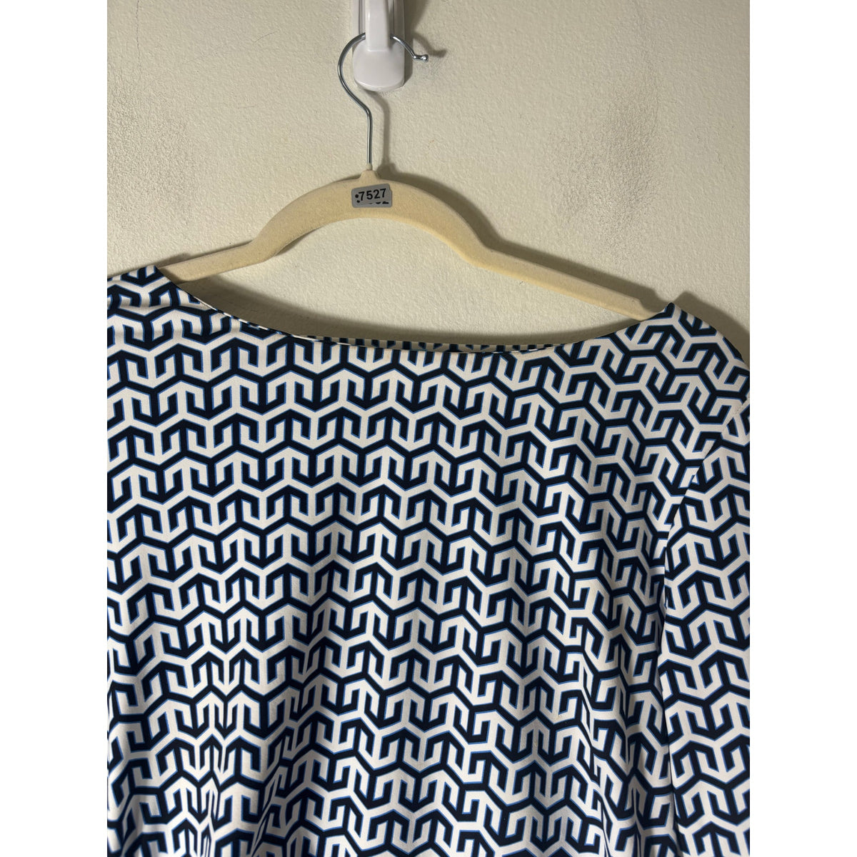 J. McLaughlin Black White Print 3/4 Sleeve Ruched Midi Dress Sz M