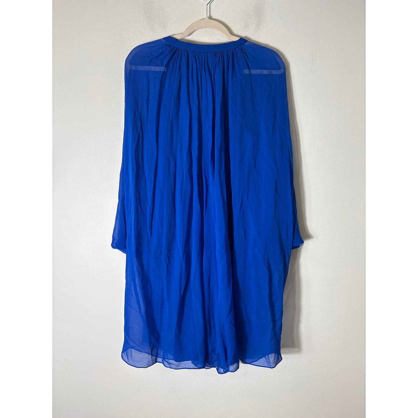 Diane Von Furstenberg Vintage Blue V-Neck Special Occasion Cape Dress Sz 14