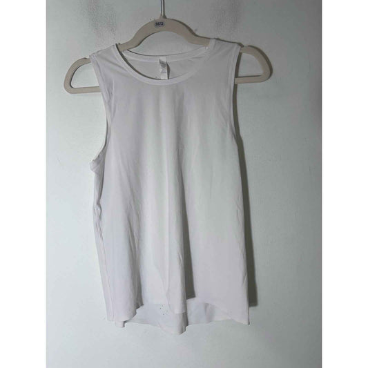 Lululemon White Sleeveless Athletic Tank with Laser Cut Holes Sz 4