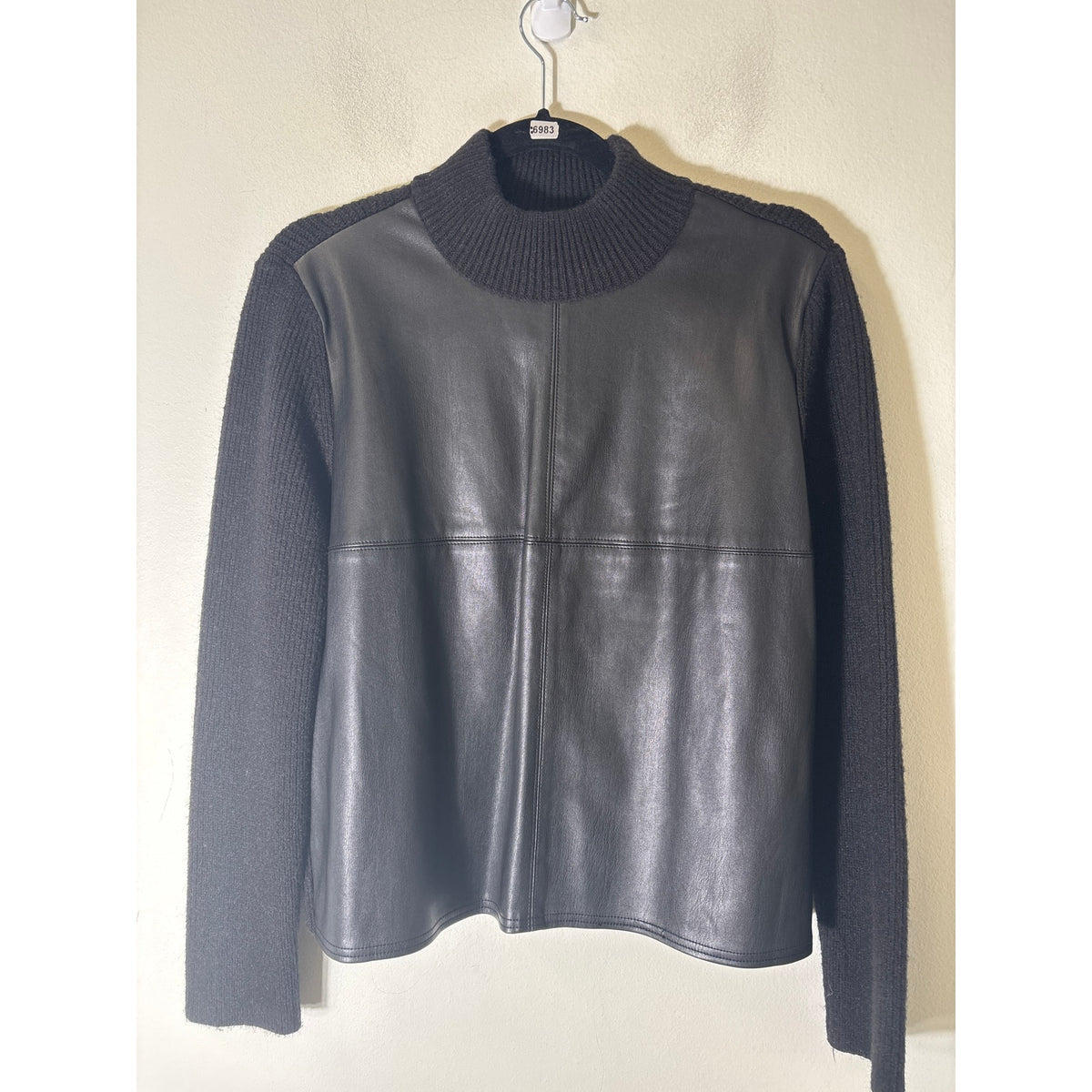 Ann Taylor Faux Leather and Knit Mixed Media Sweater Sz S