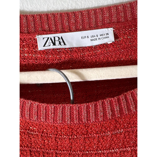 Zara Orange and Gold Thread Sweater Set Sz S