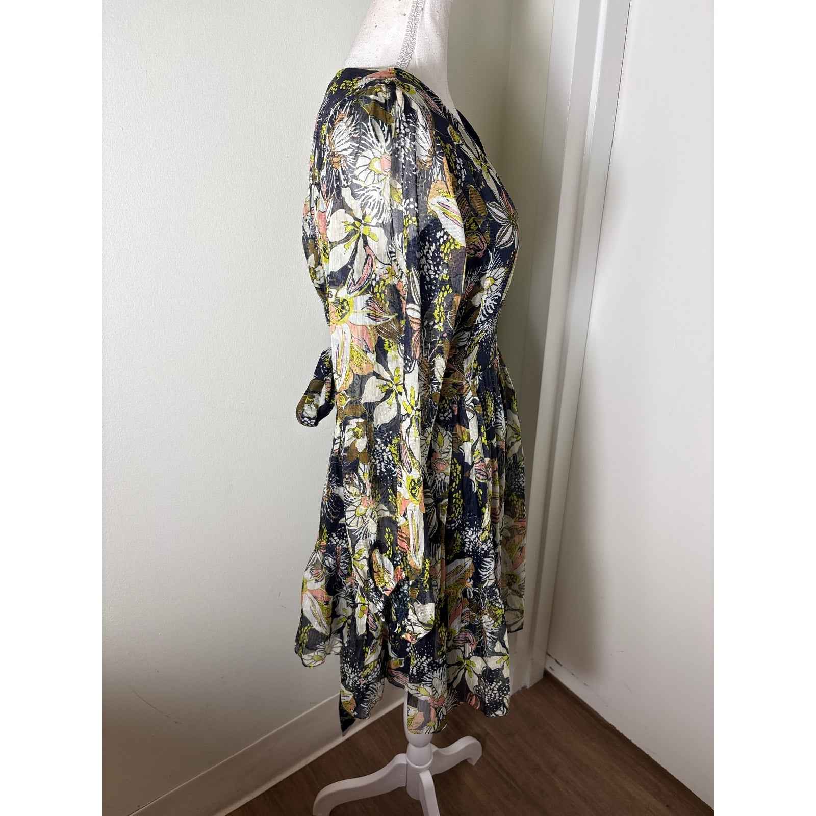 NWT Tanya Taylor Vivaria Black Floral Dress Sz S