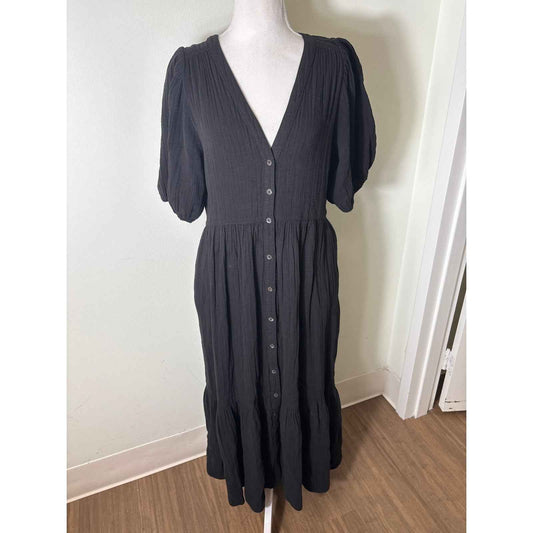 NWT Xirena Black Half Sleeve Cotton "Lennox" Maxi Dress Sz M