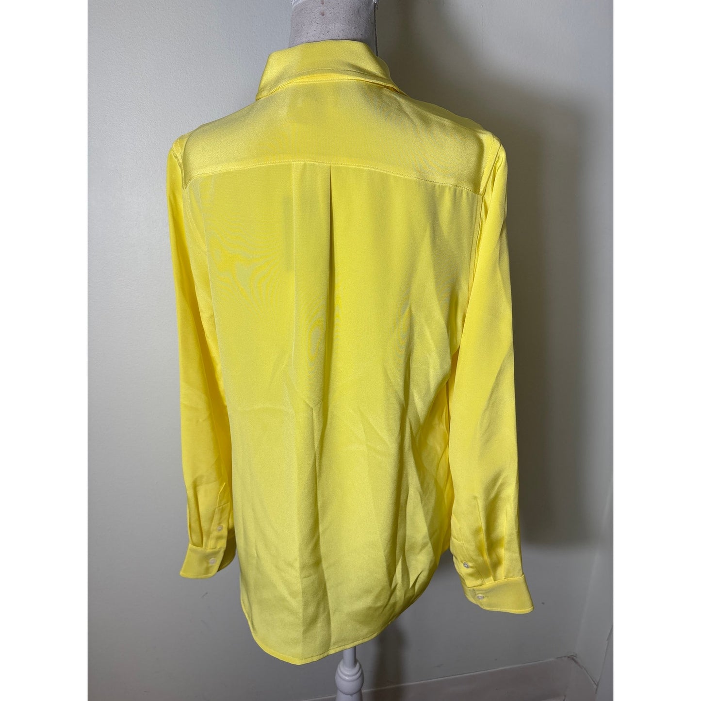 NWT Ann Mashburn Lemon Silk Crepe De Chine Blouse Sz M
