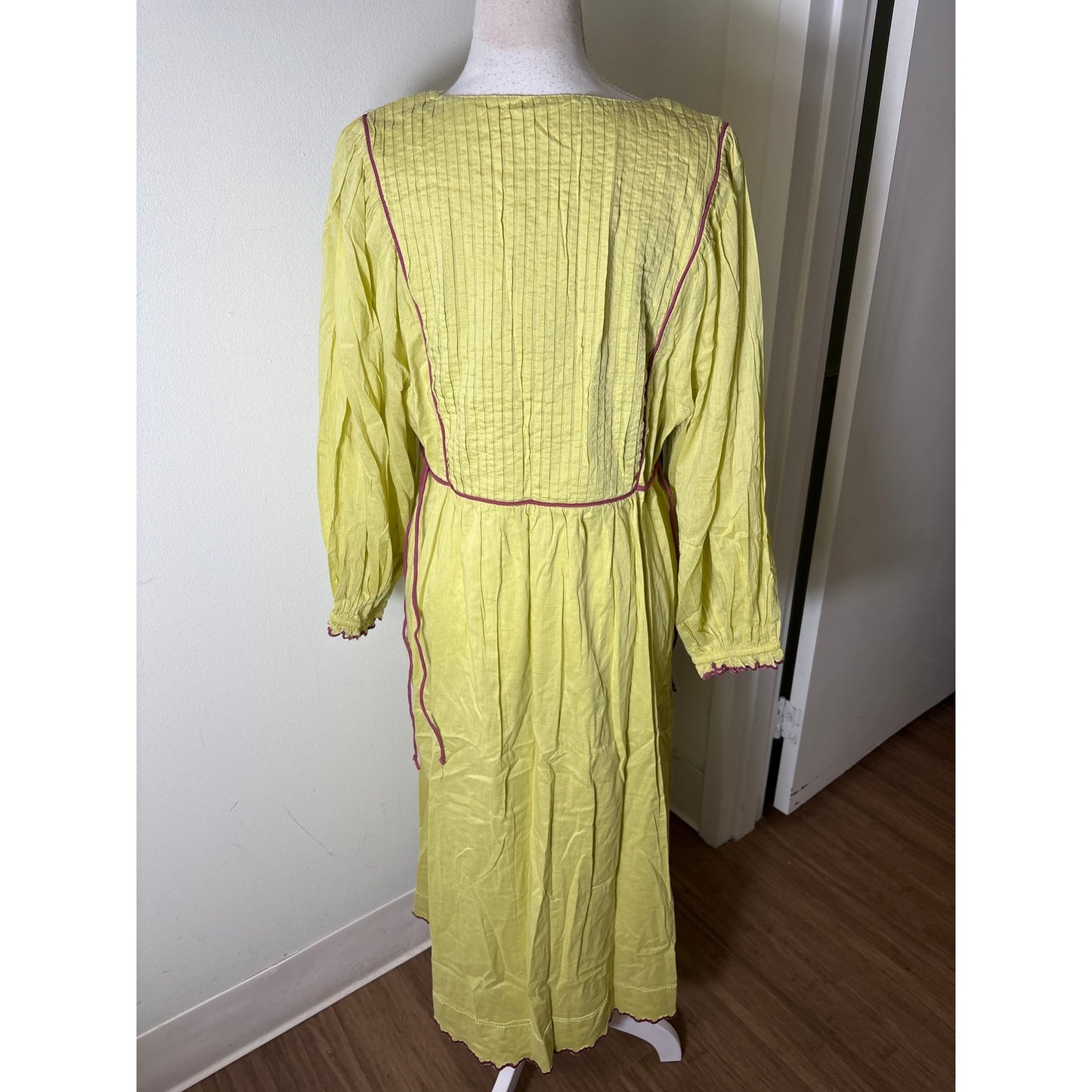 Baybala Army Green Long Sleeve Button Up Cotton Maxi Dress Sz L