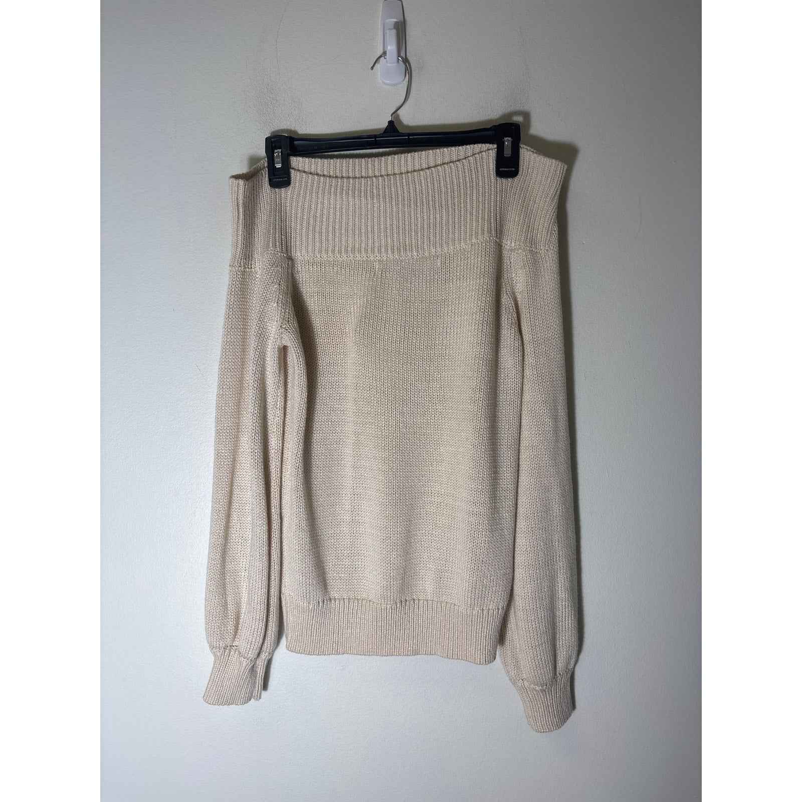 Lovers + Friends Beige Long Sleeve Off the Shoulder Knit Sweater Sz S