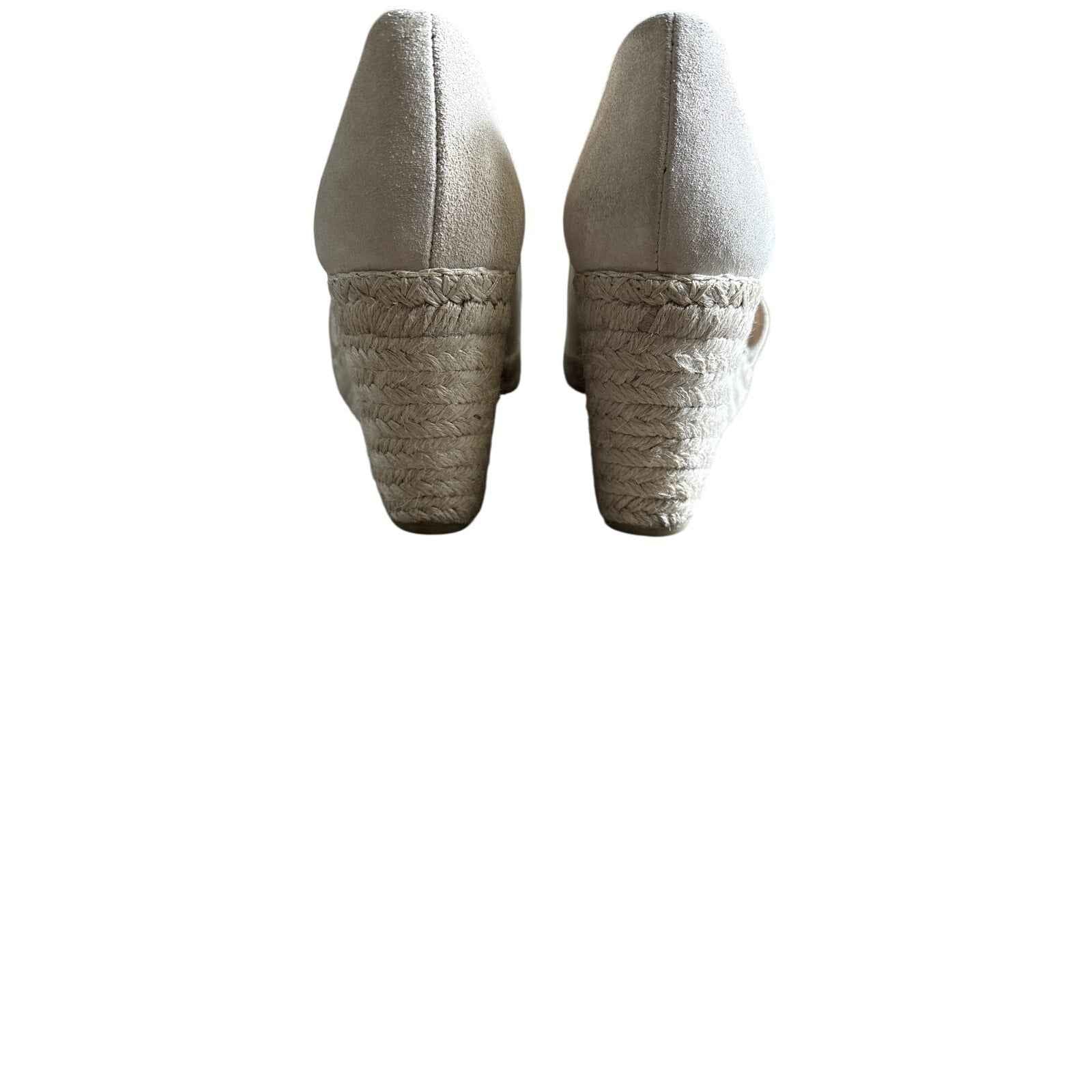 Vince Light Tan Suede Asymmetrical Wedge Peep Toe Shoes Sz8