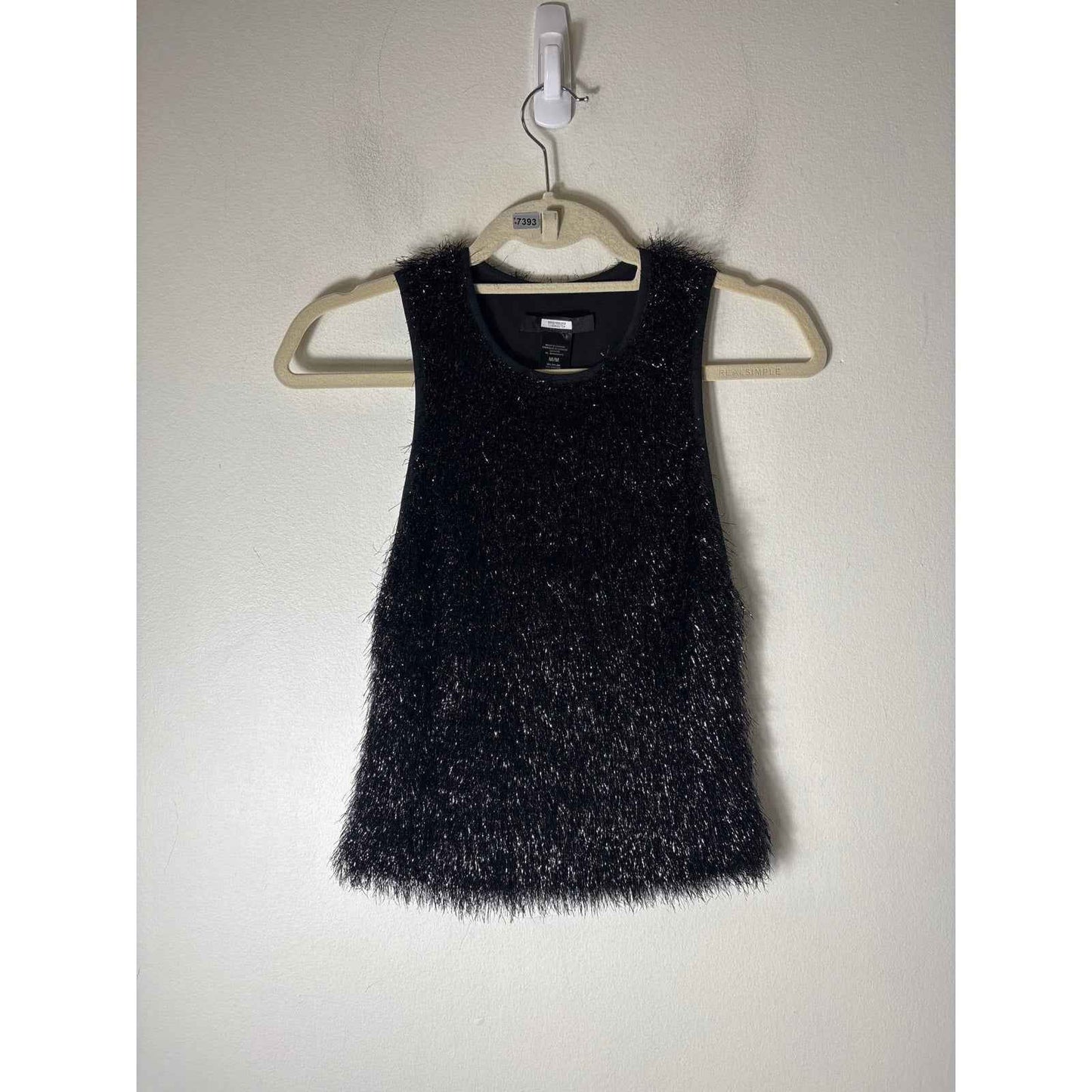 Smythe Black Tinsel Sleeveless Crop Crewneck Tank Sz M