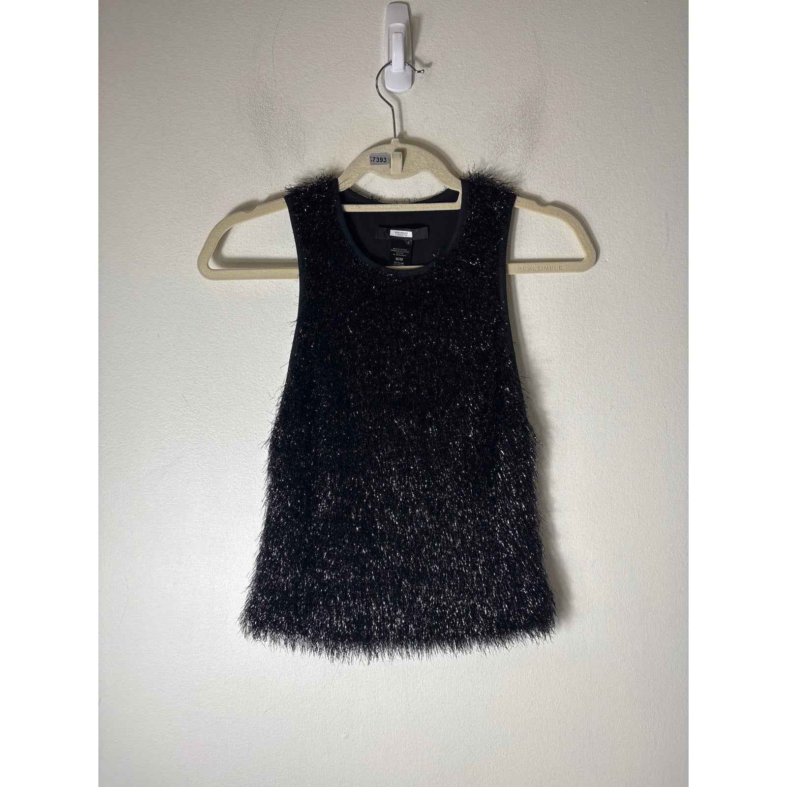 Smythe Black Tinsel Sleeveless Crop Crewneck Tank Sz M