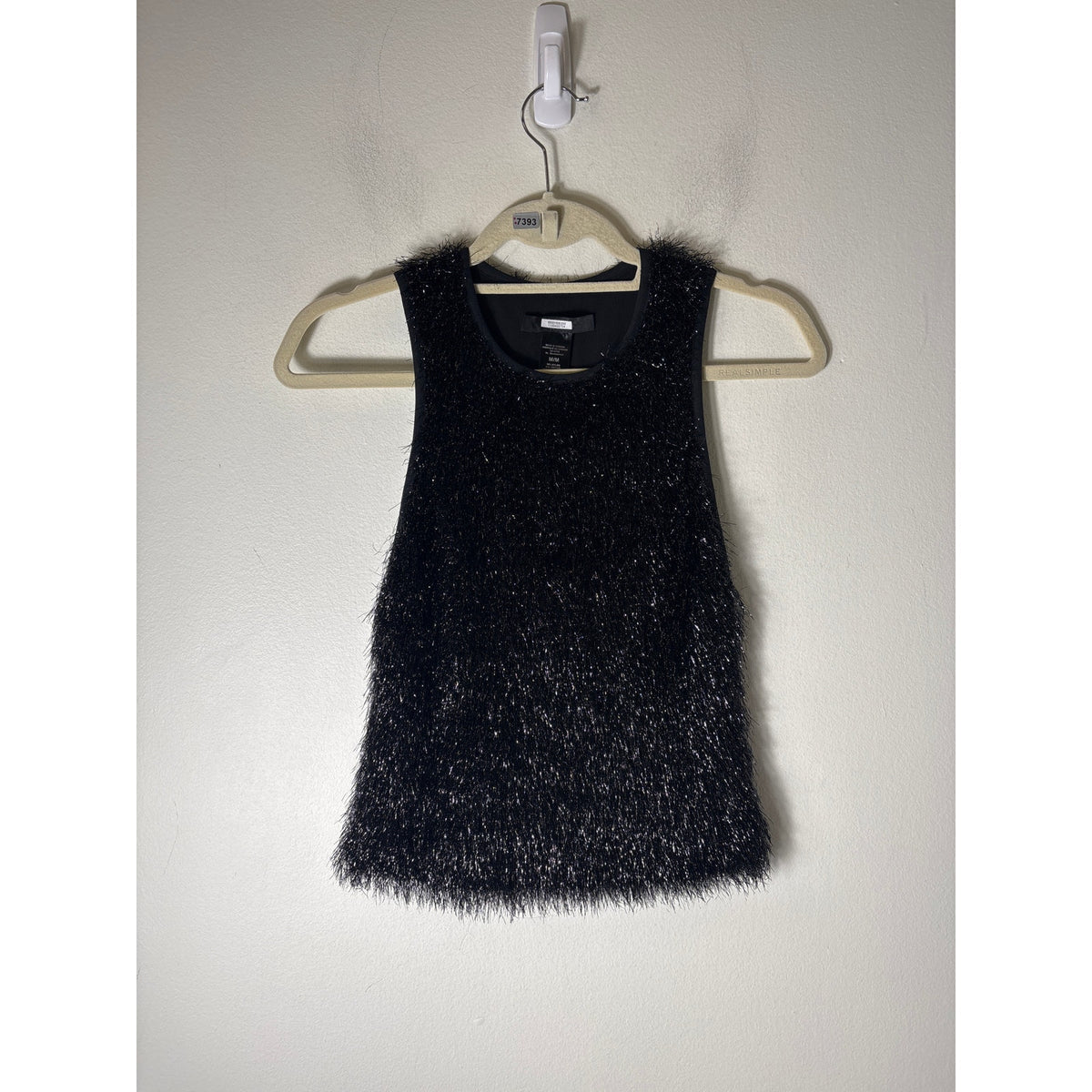 Smythe Black Tinsel Sleeveless Crop Crewneck Tank Sz M