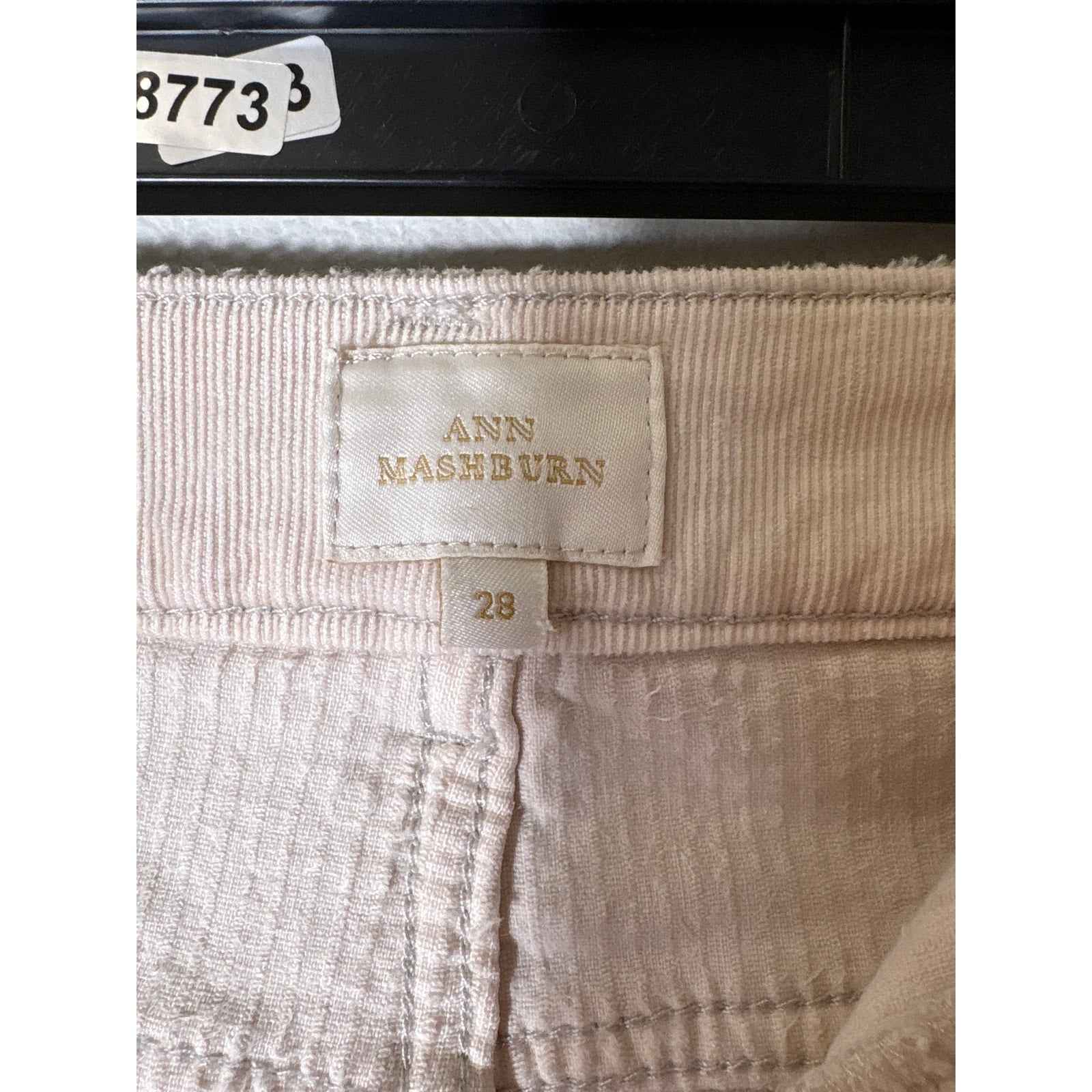 Ann Mashburn Off White Front Pocket Cordoroy Wide Leg Pants Sz 28