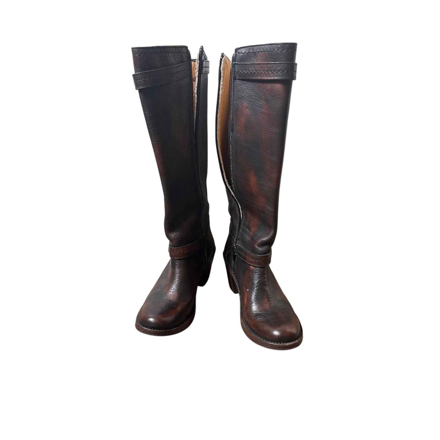 Frye Brown Buckle Leather Boots Sz 8