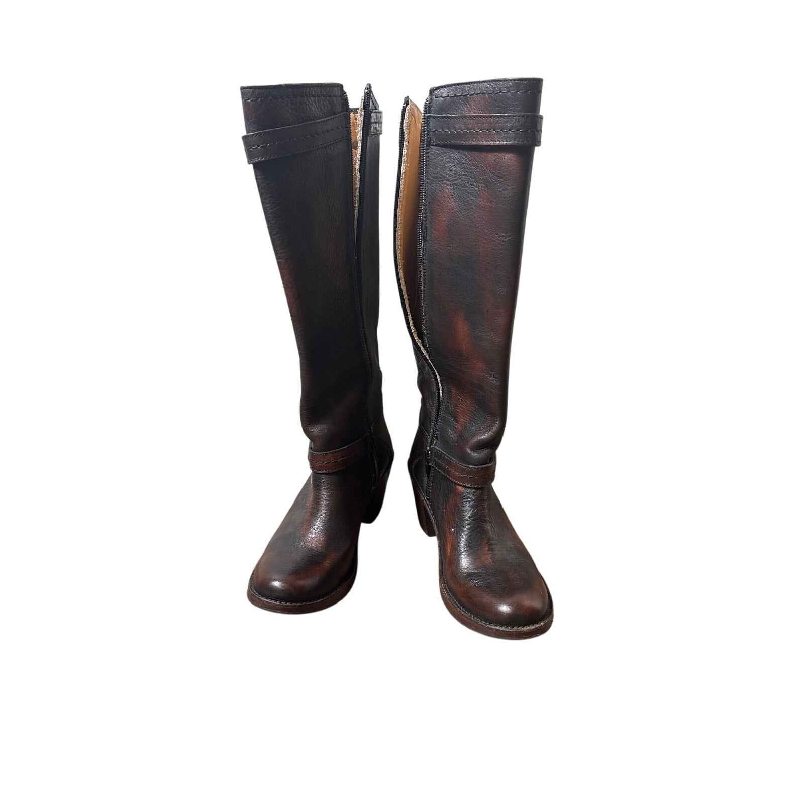 Frye Brown Buckle Leather Boots Sz 8