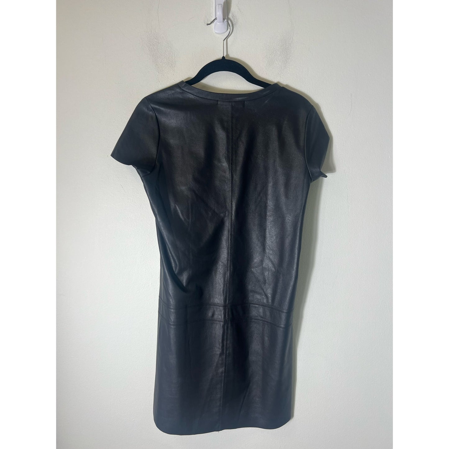 Lavendar Brown Black Faux Leather Cap Sleeve Mini Dress Sz XS