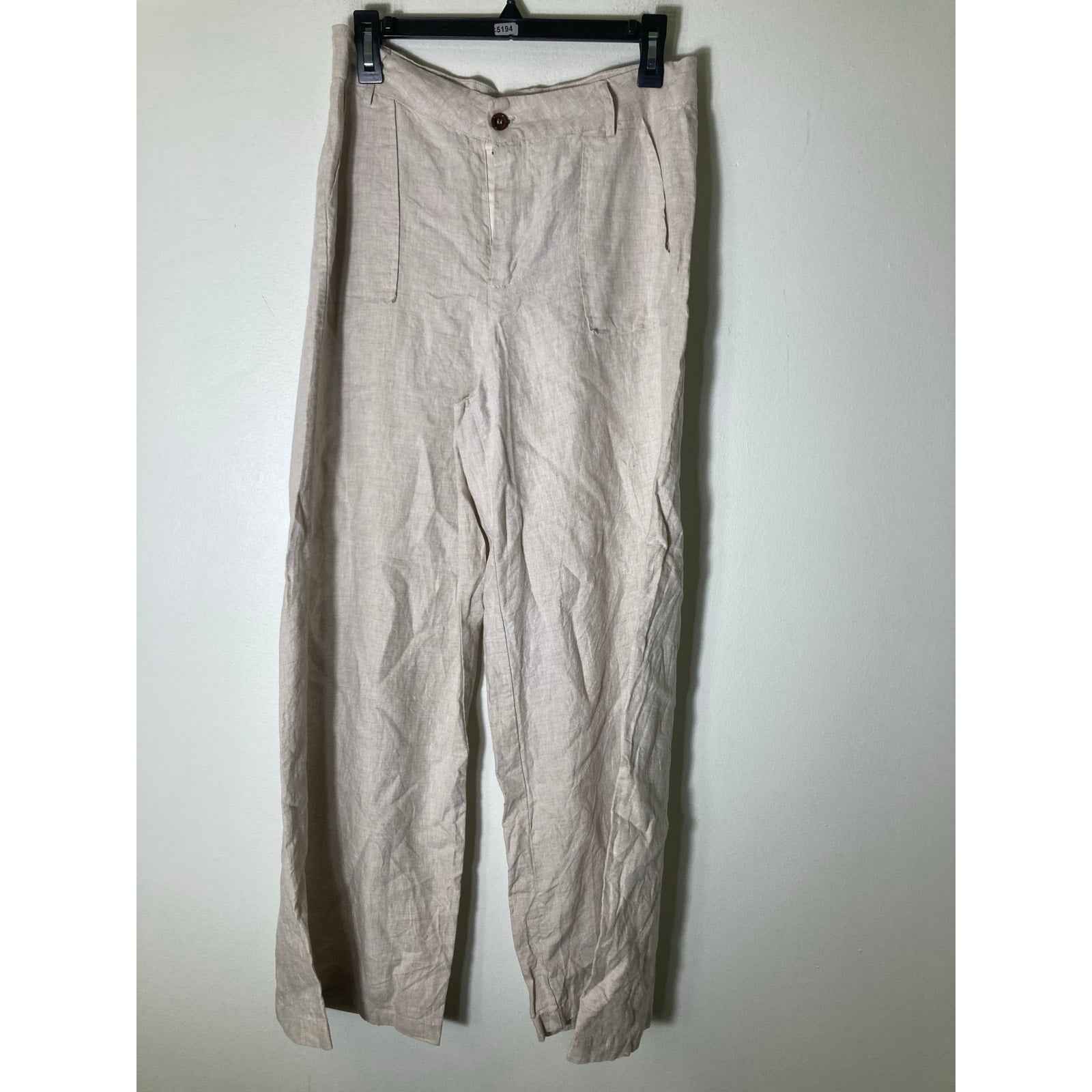 4Our Dreamers Tan Linen Wide Leg Pants Sz s